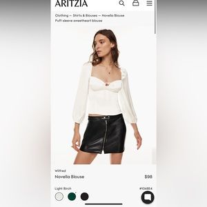 NWT Aritzia Light Birch Novella Blouse size XS.